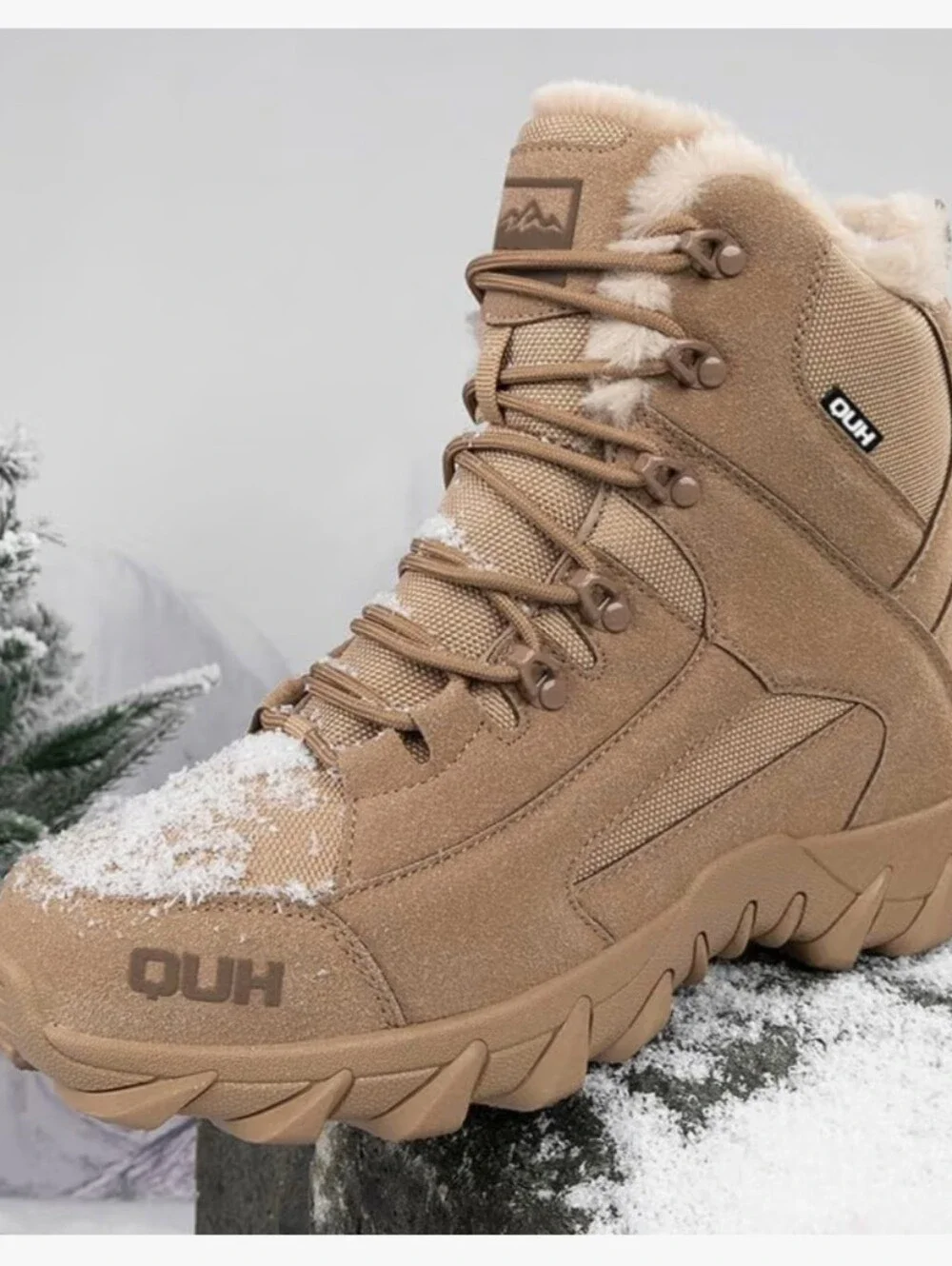 Men's Snow Boots Waterproof Military Training Fur Lined Anti Slip Warm Boots